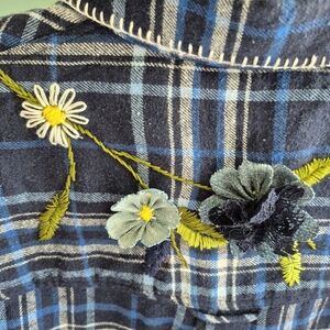 Floral Embroidered Plaid Shirt